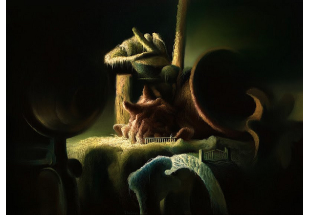 Image of contemporary oil painting by Vasilis Avramidis featured in Hi Fructose Magazine