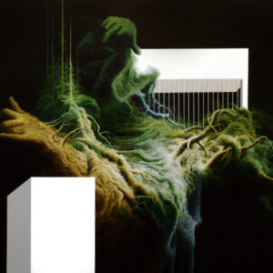 The Story oil painting by Vasilis Avramidis of figure in landscape